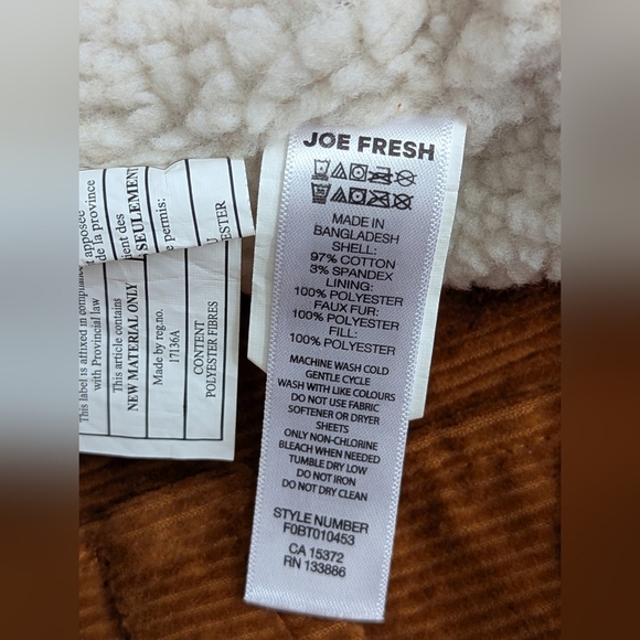 Joe Fresh Kid's (Size 2T) Brown Corduroy, Sherpa Lined, Bomber Jacket - Picture 9 of 14